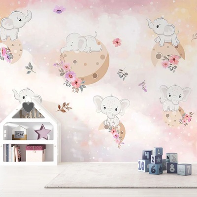 Art gift Детски тапет - Слончета в космоса