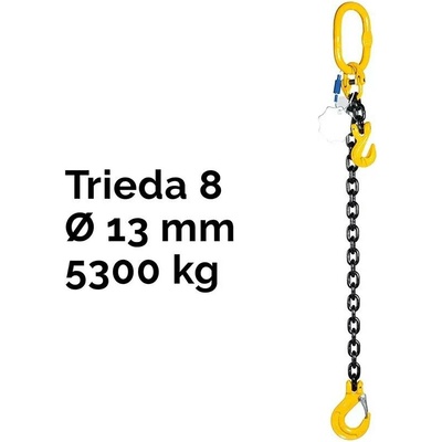 Jednopramenný řetězový vazák, oko-hák, zkracovač, nosnost 5300 kg, G8-13, Certifikát 5 300 kg 2,5 m Černá