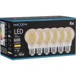 Mexen Vintis 6x LED филамент крушка E27, A60, 6W, Топла - 2700K, 600 lm, амбър - L150-E27-0627-50x06 (L150-E27-0627-50x06)