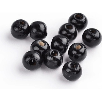 Dřevěné korálky - černé - ∅ 8 mm - 10 ks – Zboží Dáma