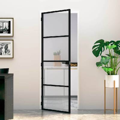 vidaXL Врата за дом 76 x 201, 5 x 3, 5 см Алуминий и закалено стъкло (42025243)