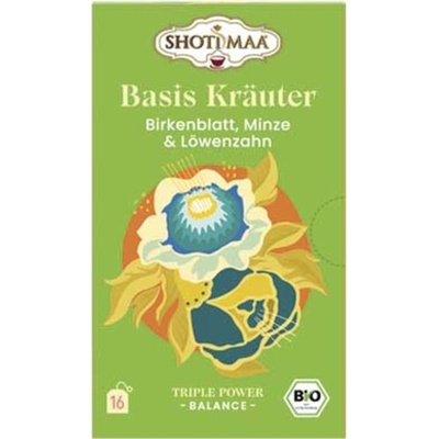 Shoti Maa Био чай Basis Kräuter - брезов лист, мента и глухарче - 16 пакетчета чай