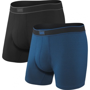 Saxx Мъжко синтетично термобельо Saxx Daytripper Boxer Brief Fly 2-Pack Synthetic base layer - Black / City Blue Heather - размер XXL (014-1939-0116)