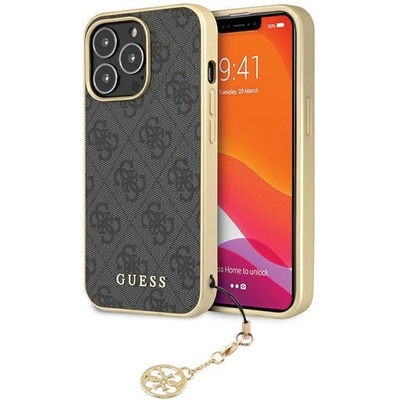 GUESS Кейс Guess GUHCP14LGF4GGR за iPhone 14 Pro 6.1", сив / сив, твърд, 4G Charms Collection (GUE002902-0)