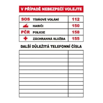 Informační tabulka telefonní čísla A4