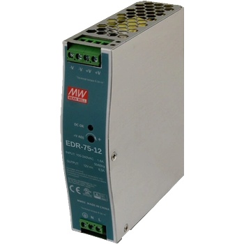 MEAN WELL EDR-75-12 Индустриално Захранване 12V 6.3A 75W за DIN Шина (EDR-75-12)