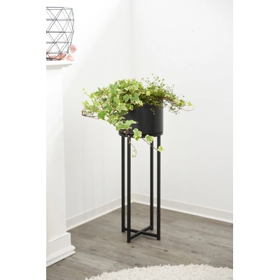 Květináč na vysokých nohách ELEVATE CROSS ocel 79 cm černý mat