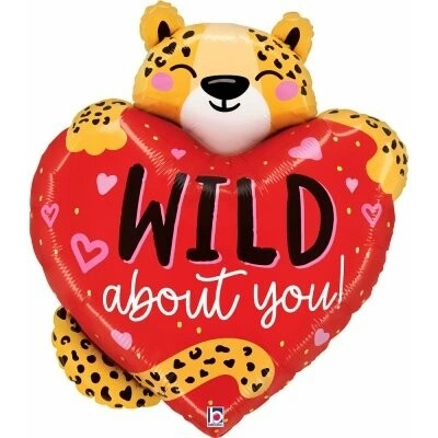 GRABO Srdce s gepardem Wild About You 29" 74cm fóliový balónek nafukovací