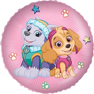 PROCOS Balonek TLAPKOVÁ PATROLA Skye a Everest kulatý růžový foliový 46cm