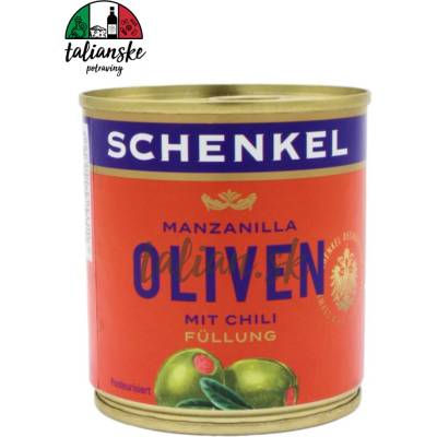 SCHENKEL Zelené olivy Manzanilla s chilli plnkou 200 g