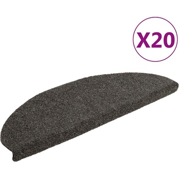 vidaXL Самозалепващи се постелки за стълби, 20 бр. , 65x21x4 см, антрацит, полукръгли, големи (3365651)