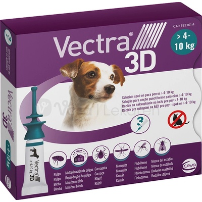 VECTRA 3D spot-on psy S 4–10 kg modrozelený 3 x 1,6 ml