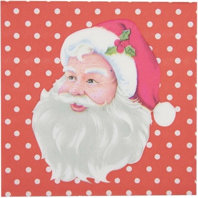 Clayre & Eef Červené bodkované obrúsky Santa Claus 33 x 33 cm 20ks