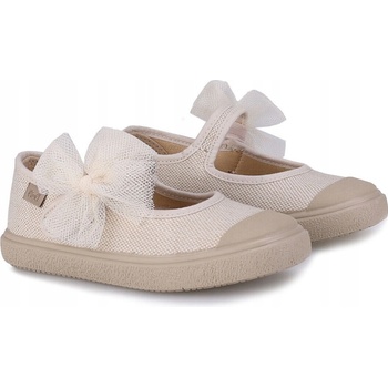 Emel detské textilné baleríny na suchý zips béžové
