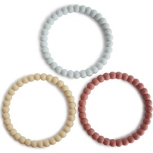 Mushie náramkové hryzátko zo silikónu Pearl Mellow Terracotta Periwinkle