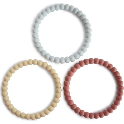 Mushie náramkové hryzátko zo silikónu Pearl Mellow Terracotta Periwinkle