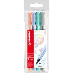 STABILO Комплект флумастери, Stabilo, pointMax Pastel ST488/4-02, 4 цвята (ST488/4-02)