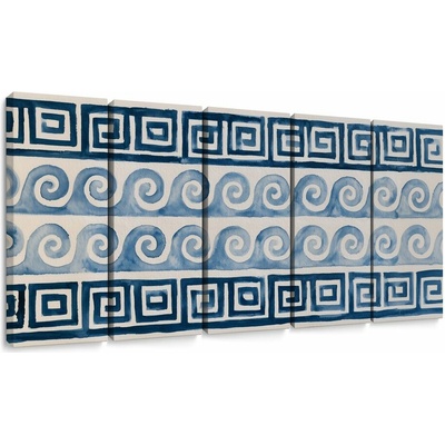 5-dielny obraz modré špirály a ornamenty