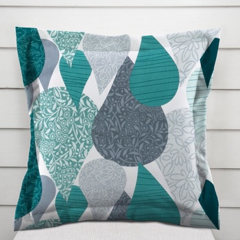 Biante bavlna s lemom Sandra SA-444 Sivo-petrolejové kvapky s ornamentami 30 x 50 cm