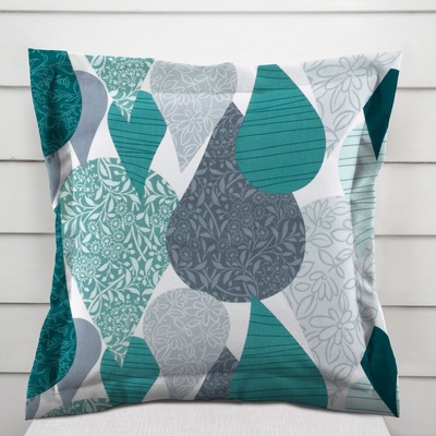 Biante bavlna s lemom Sandra SA-444 Sivo-petrolejové kvapky s ornamentami 30 x 50 cm