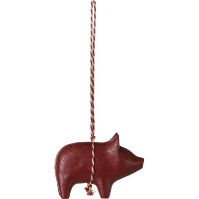 Maileg Závěsná vánoční dřevěná ozdoba Pig Red