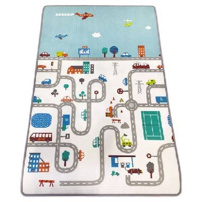Двустранна постелка за игра Raya Toys - Писта с коли, 120 x 180 x 1 cm (502124298)