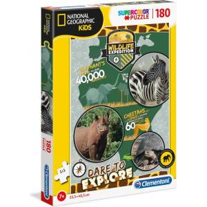 Clementoni - Puzzle National Kids Wildlife Expedition 180 pieces - 180 piese