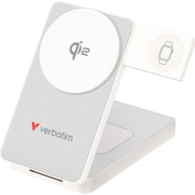 Verbatim Външна батерия Verbatim Foldable 3-in-1 Qi2 Magnetic Wireless Power Bank 10000 mAh White (32296)