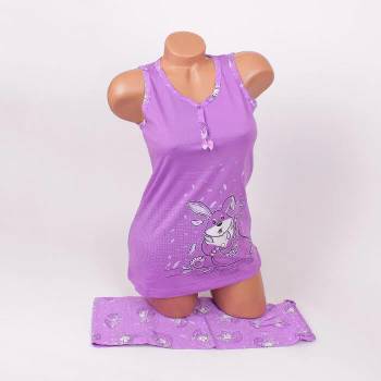 Image 1 of Дамска пижама в лилав цвят със зайчета