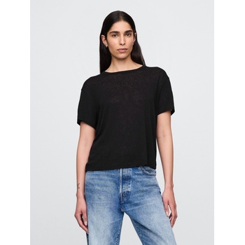 GAP Ленено кроп тениска GAP GAP | Cheren | ЖЕНИ | XXS