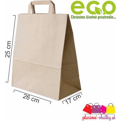 Zawmark Plus Taška papierová 26x17x25cm hnedá, ploché ucho 250ks/bal