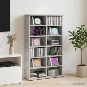 vidaXL Кабинет за CD Бетонно сиво 60 x 17 x 92 см Инженерна дървесина (8012736)