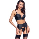 Cottelli Collection Corset Top Suspender Set Matte Look 2251450 Black L