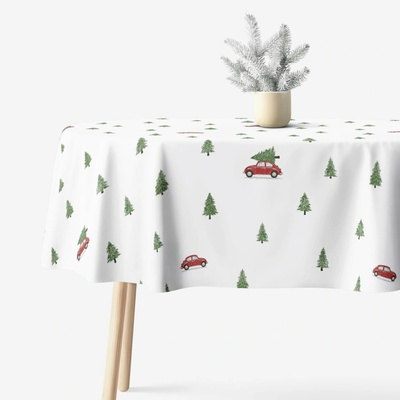 Goldea vánoční oválný ubrus 100% bavlna plátno cesta pro stromeček 140x280 cm