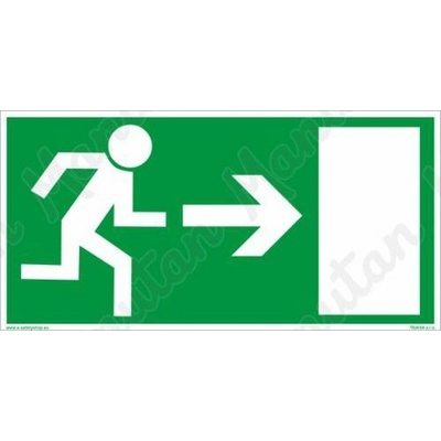 Manutan Úniková fotoluminiscenčná bezpečnostná tabuľka 400 x 200 x 1.1 mm - Únikový východ vpravo, plast