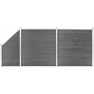 vidaXL Plotová sada WPC 2 čtvercové + 1 šikmý díl 446 x 186 cm šedá