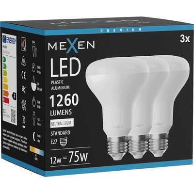 Mexen Nova 3x LED крушка E27, R80, 12W, неутрална - 4000K, 1260 lm - L105-E27-1240-01x03 (L105-E27-1240-01x03)