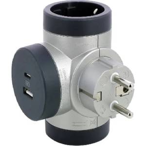 Legrand АДАПТЕР 2х ШУКО+2 usb a+c с ОБРАТНО ВЪРТЕНЕ legrand - СИВ/АЛУМИНИЙ (3414971944701)