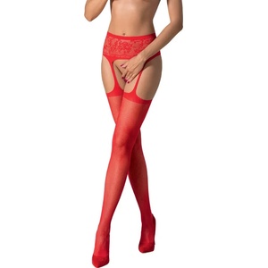  Жартиерен чорапогащник, флорална провокация - S028 Red S/M/L (PASSION075)