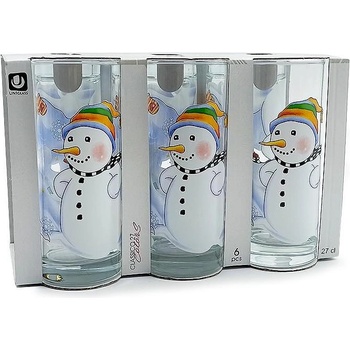 Uniglass Комплект 6 броя чаши 270 мл. с Коледен декор D27 Uniglass Poshta Santa