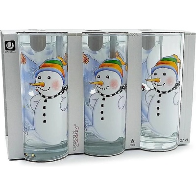 Uniglass Комплект 6 броя чаши 270 мл. с Коледен декор D27 Uniglass Poshta Santa