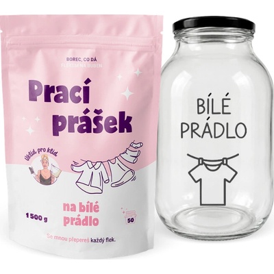 Úklid pro klid prací prášek na bílé 1,5 kg + sklenice 2 l
