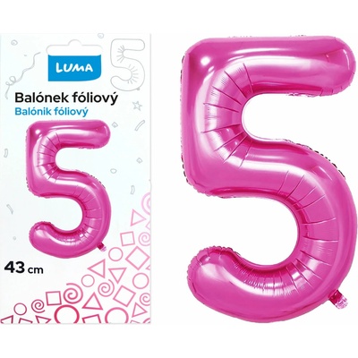 LUMA Balónek foliový č.5 RŮŽOVÝ 43 cm