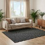 vidaXL Килим ORIZ Черен мрежест модел 200 x 200 cm 100% полиестер (42050340)