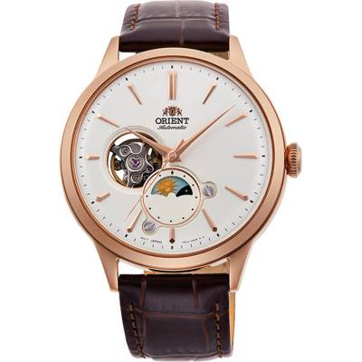 Orient RA-AS0102S - мъжки часовник, автоматичен, 42 mm, бял, скелетон, слънце/луна