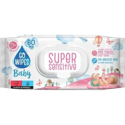 GoWipes Super Sensitive vlhčené čistiace obrúsky pre deti pre citlivú pokožku 0+ 60 ks