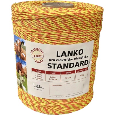 Lanko STANDARD pro el. ohradník, 3x0,20 mm Niro, 1000 m, žluto-oranž.