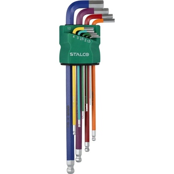 STALCO Inbusové kľúče s guľôčkou 1,5-10 mm, extra dlhé
