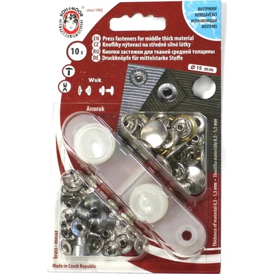 Koh-I-Noor Druk WUK 15mm nikl stříbrná barva knoflík nýtovací na středně silné látky bal. 10ks – Zboží Dáma