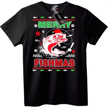NOONEBRAND Тениска Весела Рибна Коледа - 2XL, White